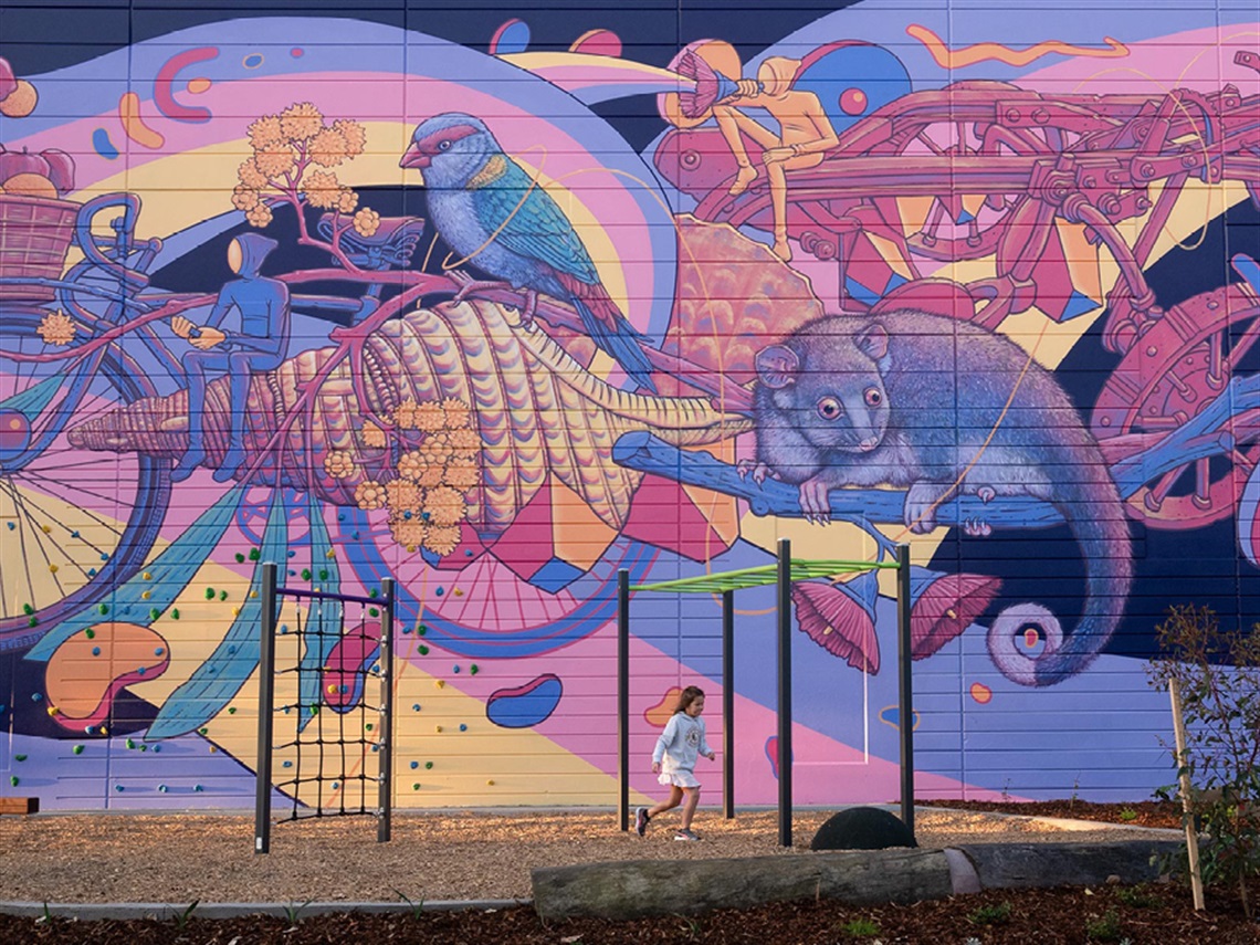  Work, Play, Connect  - Mural by hayden dewar