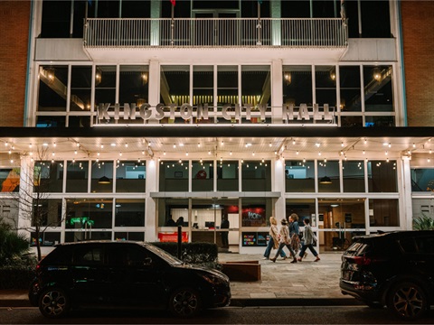 Kingston City Hall facade at night